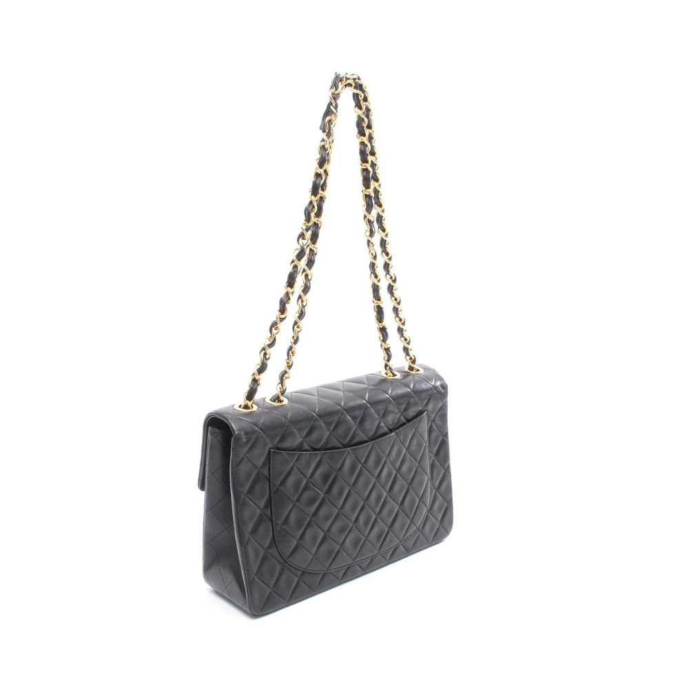 Chanel Matelasse Shoulder Lambskin Black Flap Bag Sheepskin Single Black